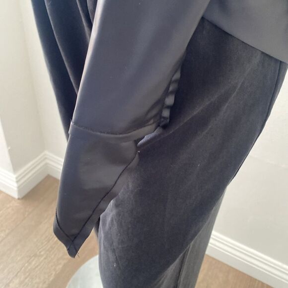 Sami Miro Vintage Shirred Vinyl Turtleneck Black Eco-Conscious Top in Carbon - Picture 8 of 10